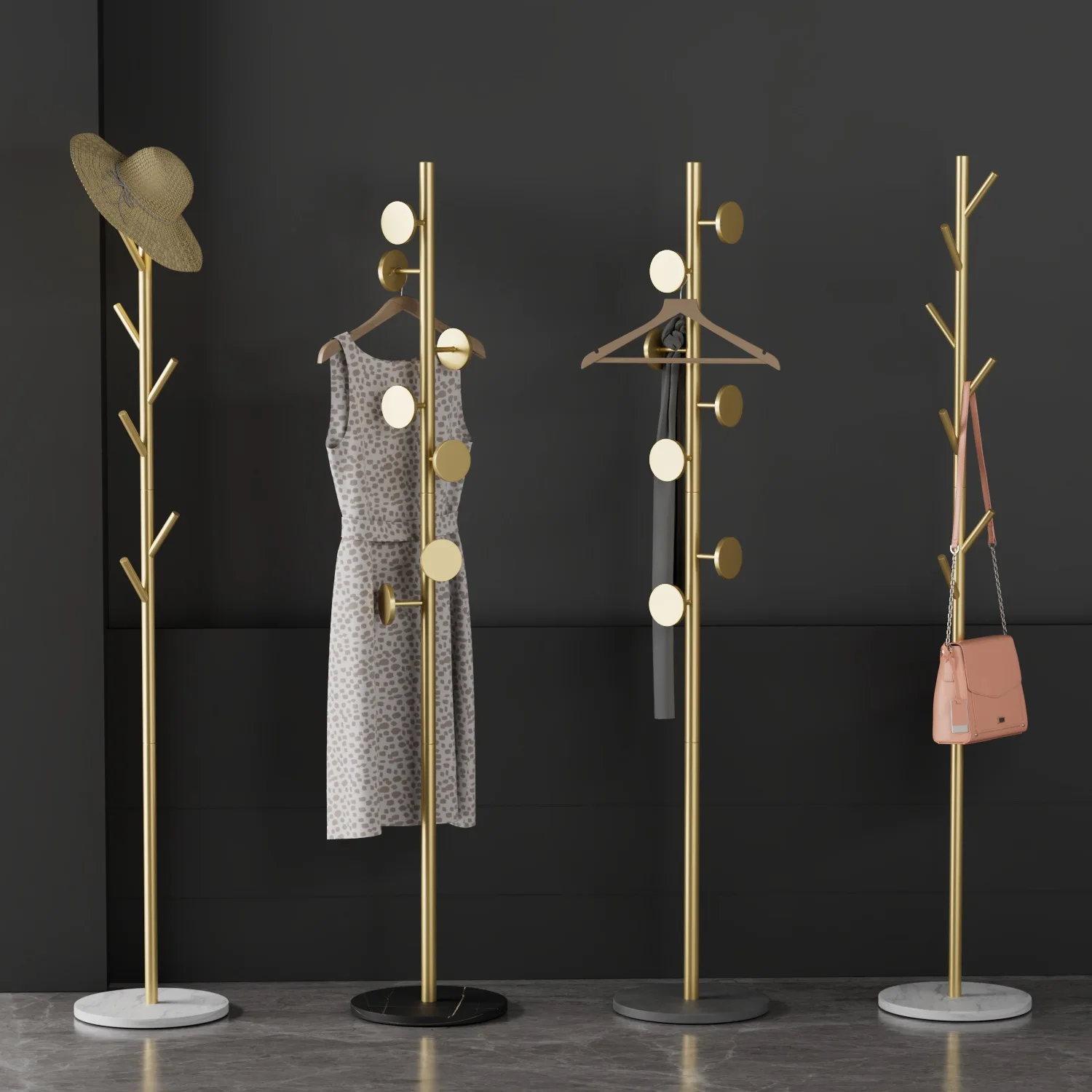 #Floor-Standing Coat Rack Metal Clothes Hanger with Shelf Modern Minimalism Bedroom Living Room Entry-Level Home