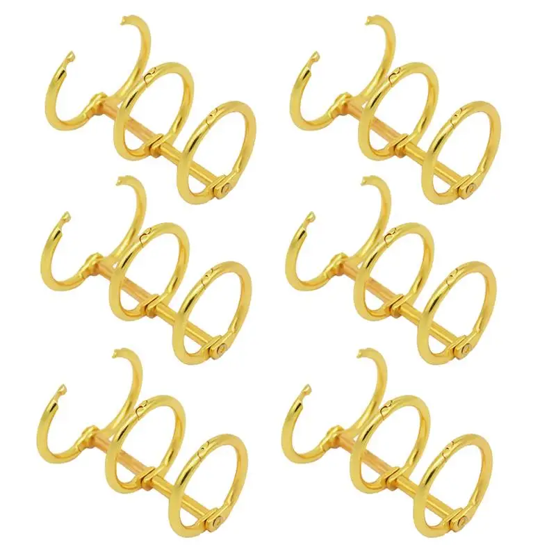 

6Pcs Ring Diy Book Rings Detachable Buckle Loose-Leaf Binder 3 Rings Metal Binding Clips Office School Calendar Binding Rings