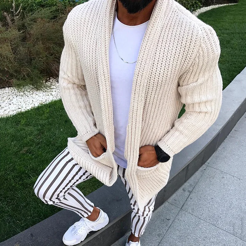 

Autumn And Winter New Knitted Cardigan Men's Long-sleeved Slim-fit Sweater Jacket Muscle Men's Clothing