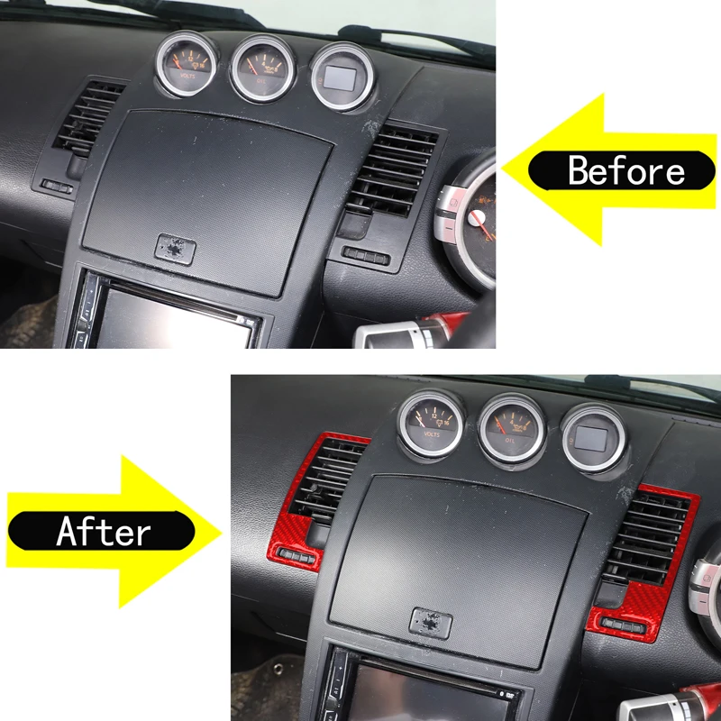 For Nissan 350Z 2003-2006 Car Central control air conditioner air outlet frame Soft Carbon Fiber Sticker Interior Accessories