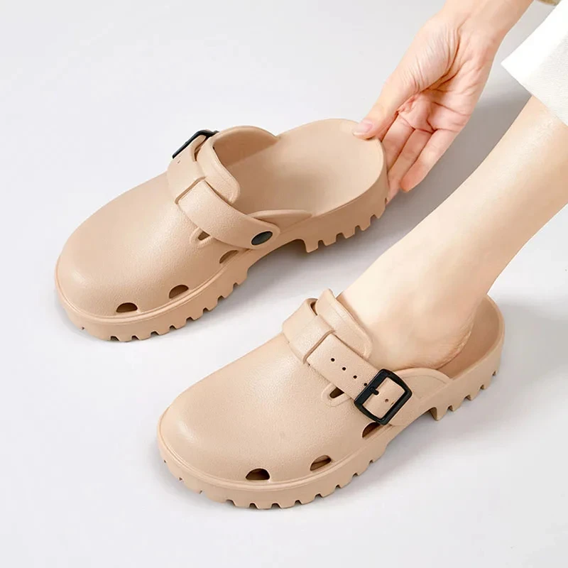 Shevalues Sommer neue Absätze Clogs Frauen Eva Openwork Sandalen weiche Plattform moderne Hausschuhe Straße Strand Rutschen Schuh Freizeit Panto letten