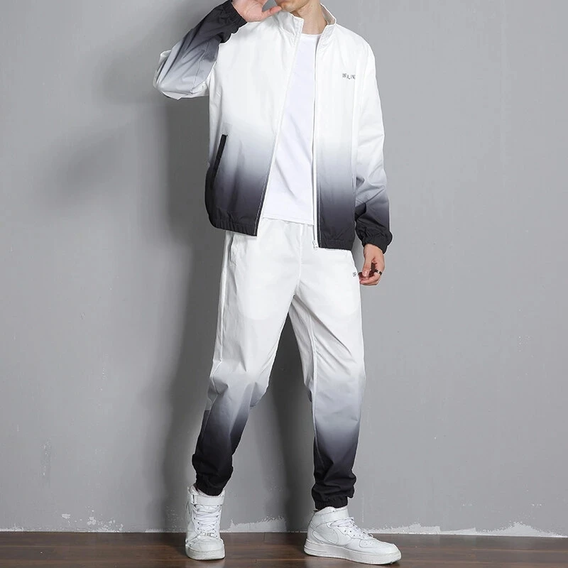 New Spring Men Casual Sets Mens Hooded Tracksuit Sportswear Jackets+Pants 2 Piece Sets Hip Hop Running Sports Suit 5XL