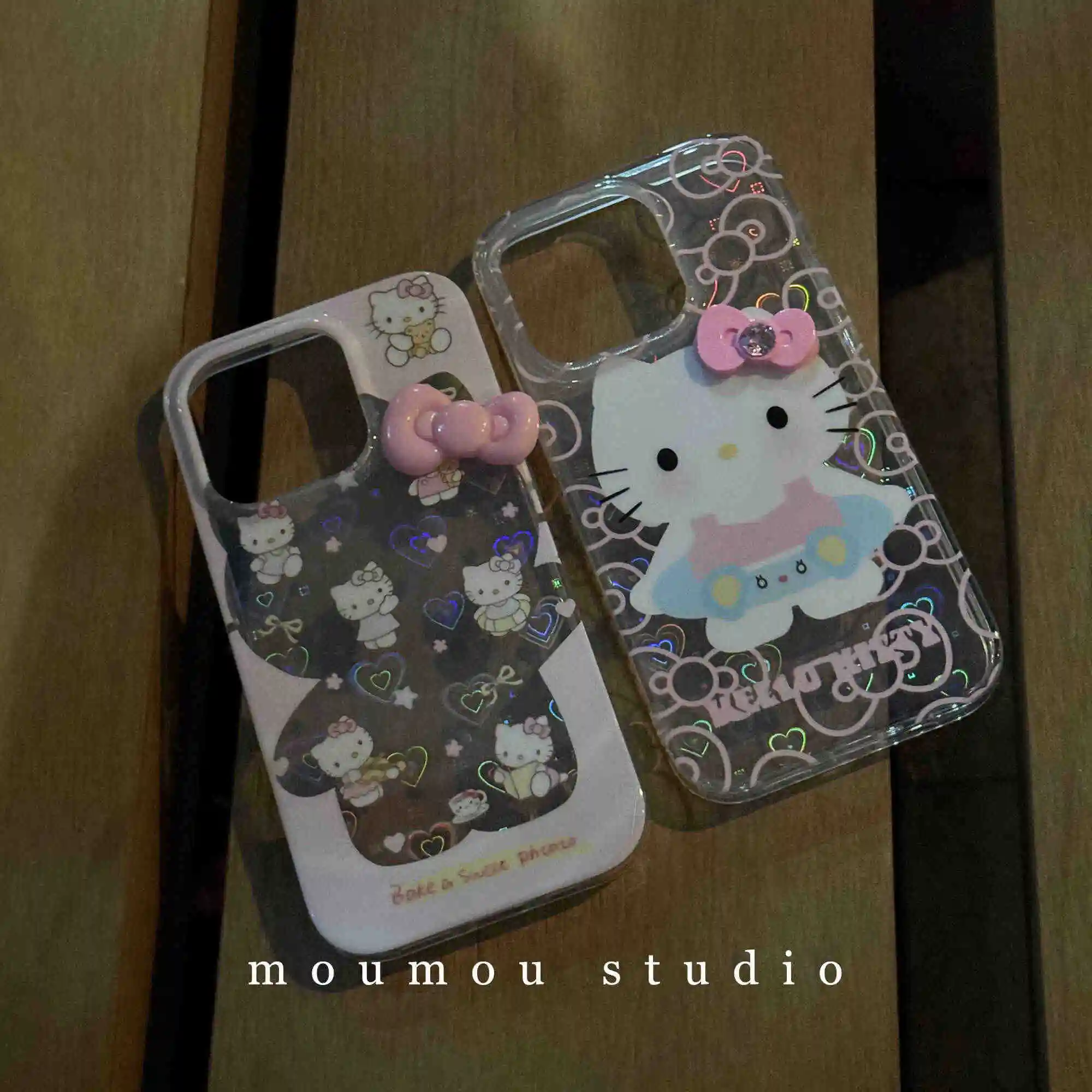 

Korean Japan Popular Cute HelloKitty KT Cat Phone Case For IPhone 16 15 14 13 12 11 Promax Xs Xr 8 7 Plus Ultra Thin Laser Cover