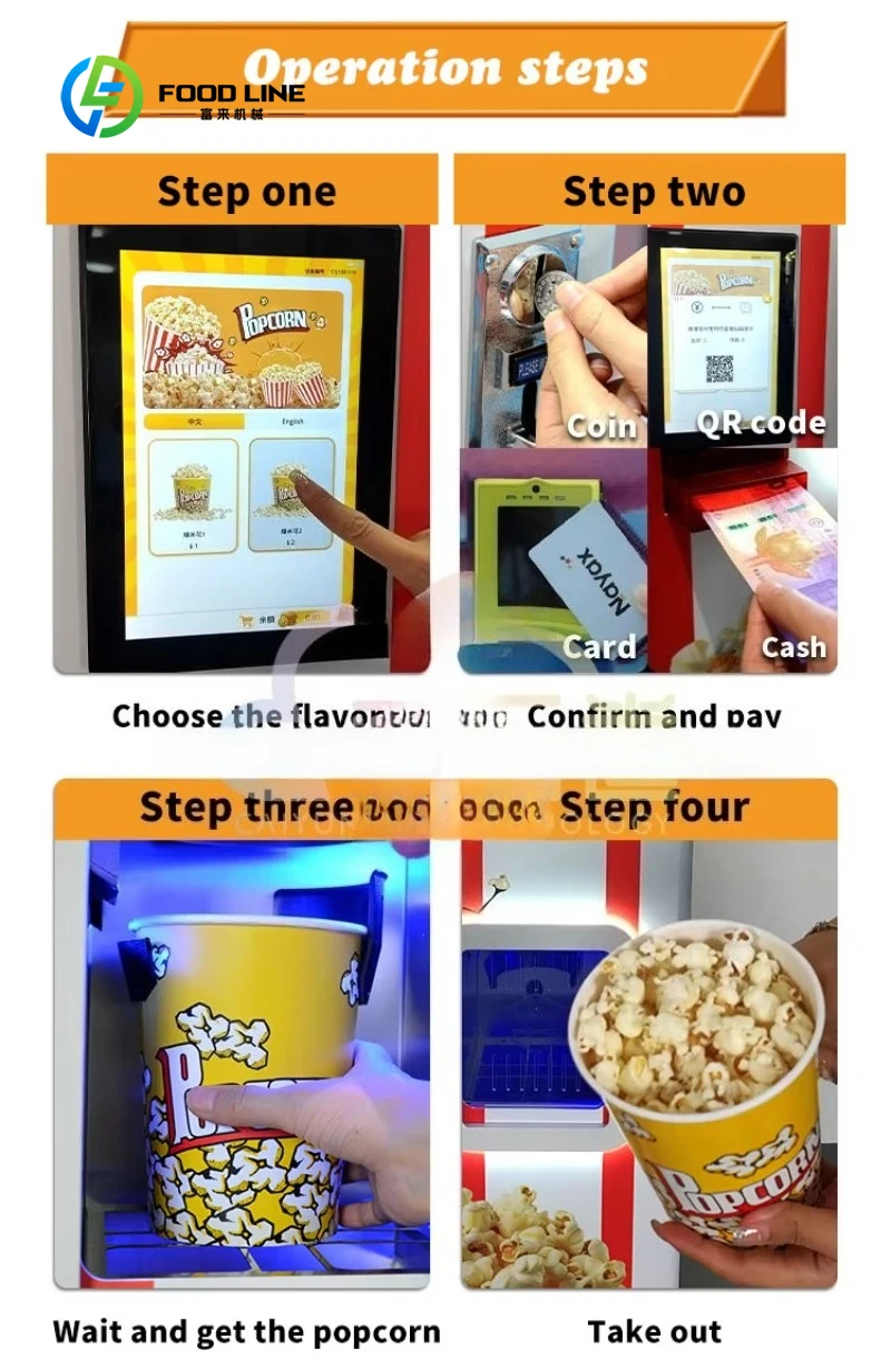 Customized size Vending popcorn machine manufacturer popcorn vending machine card payment