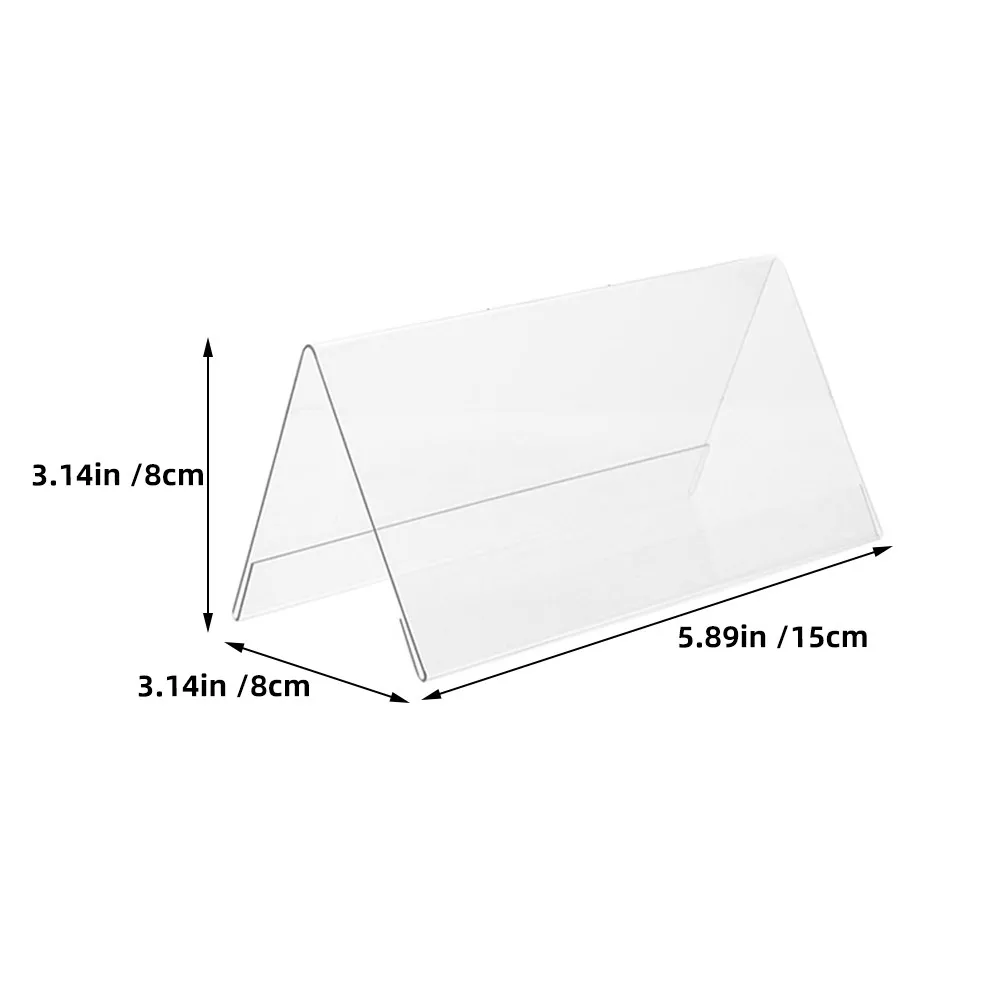 10Pcs V Shaped Clear Acrylic Name Tag Holders Double Sided Desk Sign Frame 150x80mm Office Conference Table Display Stand view 4