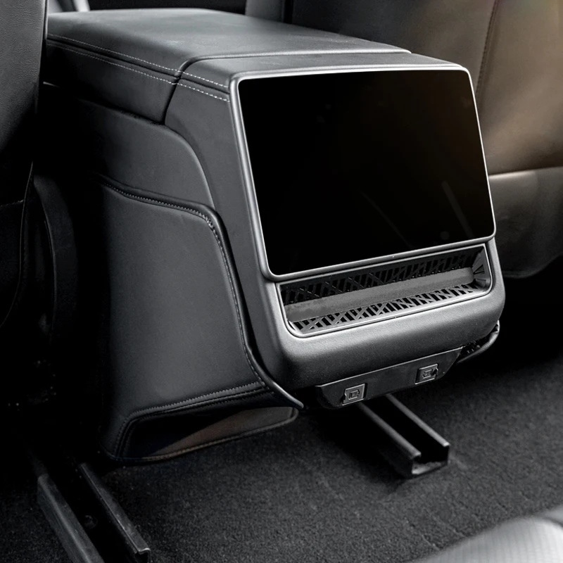 Suitable for 25-26 Updated Tesla Model Y/Model3 Rear Air Outlet Protective Pad, Anti Kick Leather Pad, Interior Accessories