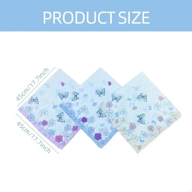 195E Versatile Floral Pattern Handkerchief for Various Occasion Celebration Party