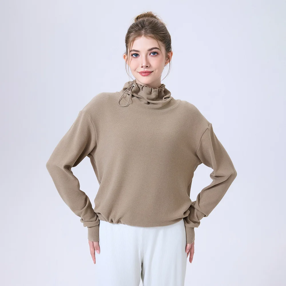 

Зимние женские свободные рубашки для йоги, флисовые теплые спортивные топы с длинными рукавами, пальто, толстовки для бега на шнурке, топы для спортзала и фитнеса, пуловеры