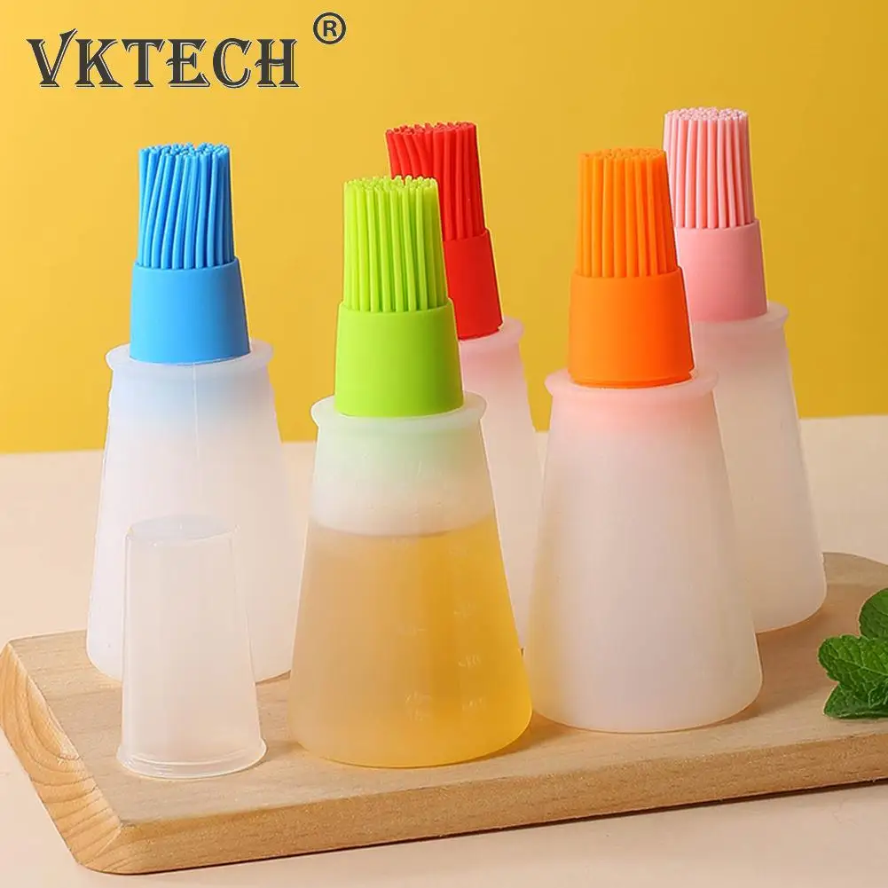 Portable Kitchen Oil Bottle Silicone Oil Container With Brush Barbecue Spray Bottle Oil Dispenser For Kitchen Cooking BBQ Tool