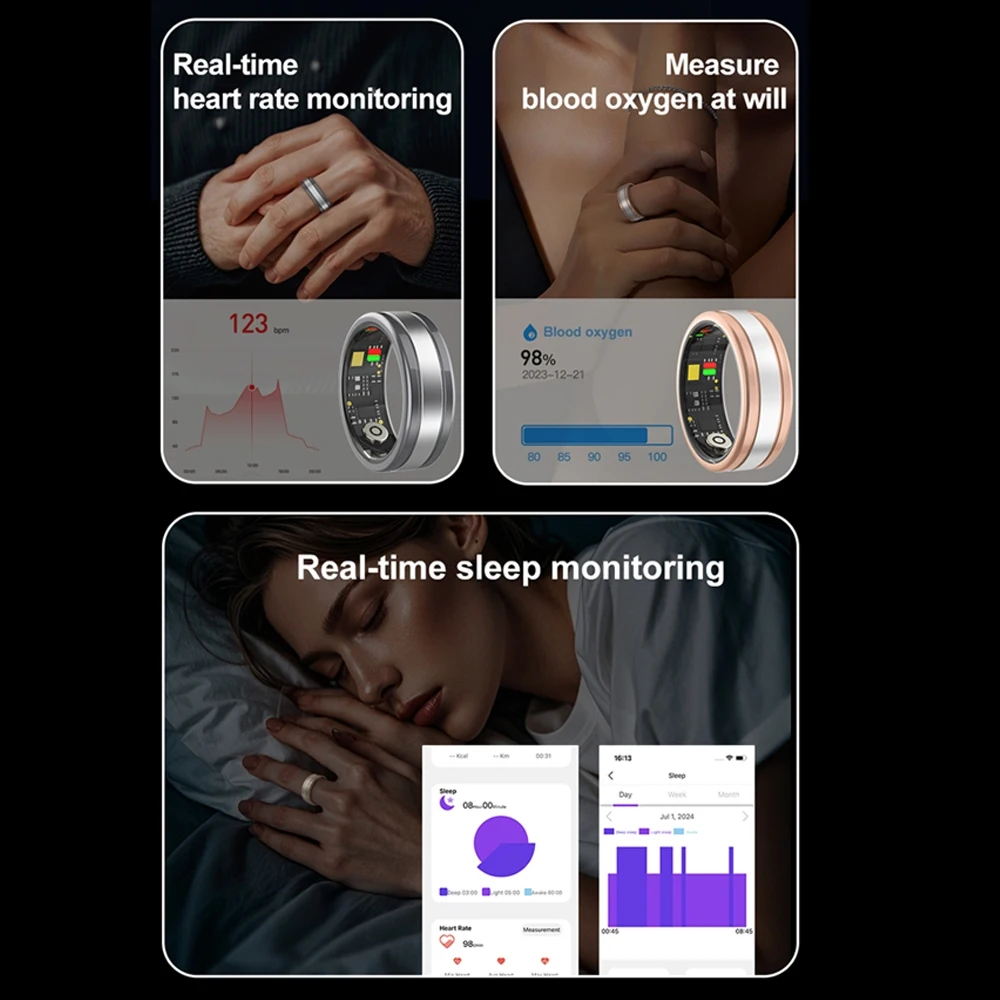 5ATM Waterproof Smart Ring For Samsung New Health Monitoring Smartring Sleep Monitoring Heart Rate Blood Oxygen 2024 New