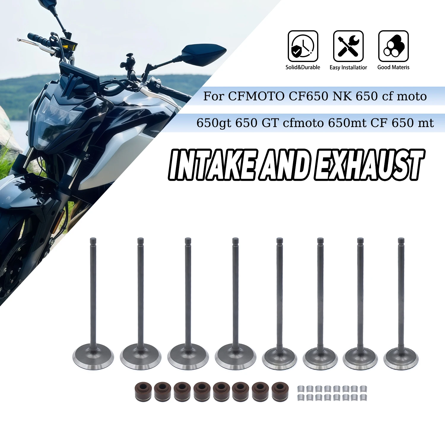 

Motorcycle Intake Exhaust Valves Engine Part For CFMOTO CF650 NK 650 650gt 650 GT 650mt CF 650 mt Intake Stem Seal Kit