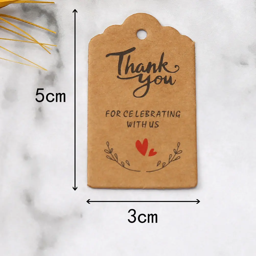 200Pcs Thank You Tags Decorative Paper Gift Tags Wedding Favor Labels Party Mini Cards Kraft Gift Tag Adornments