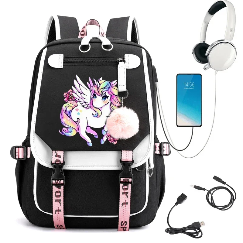 Primary School Backpack Bag Cute Anime School Bag for Girls Waterproof Bagpack Large Capacity Cartoon Unicorn Mochila Escolar