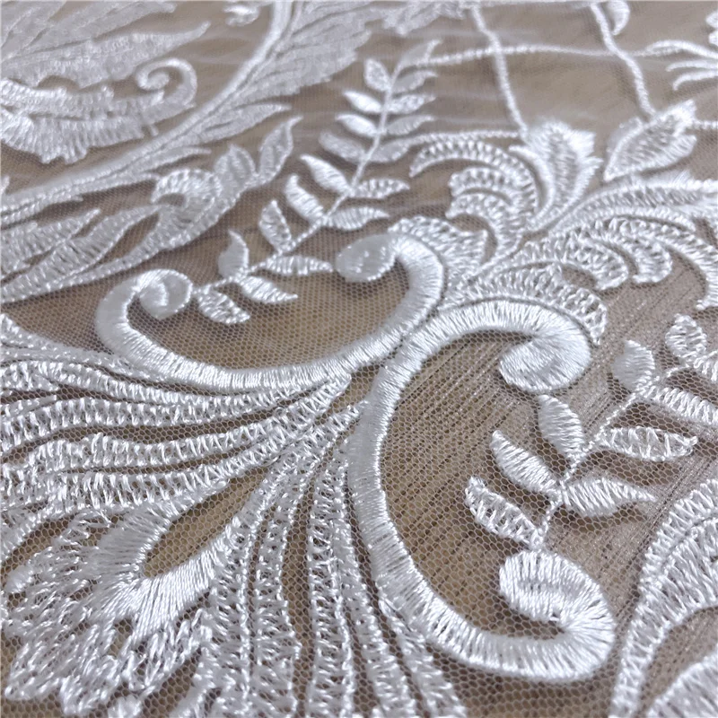 Off White Africa Lace Fabric 2022 HIgh Quality Wedding Dress Sewing Embroidery Lace Fabric Sell By Yard