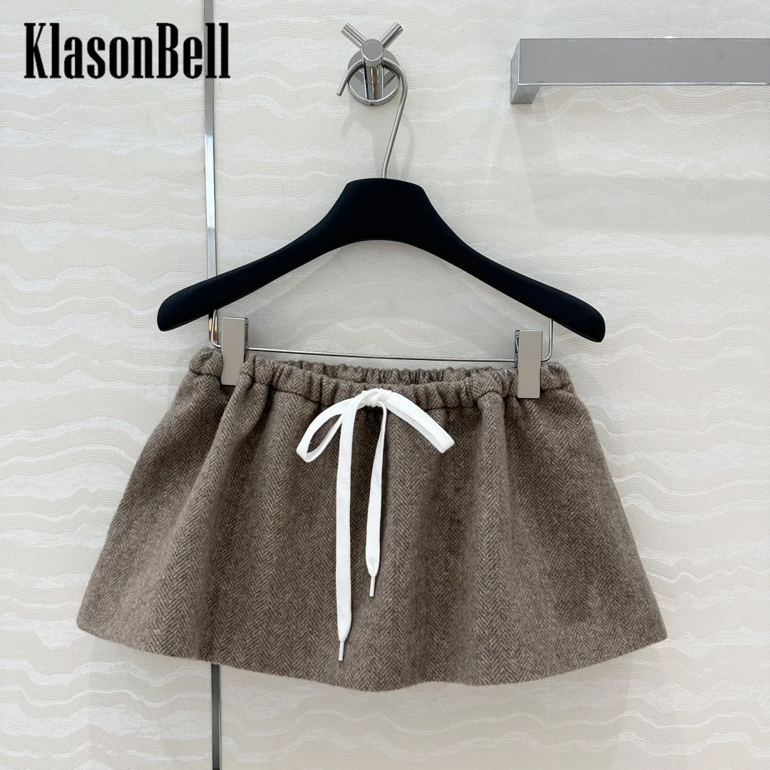 9.12 KlasonBell Wool Herringbone Letter Embroidery Pocket Zipper Men Women Same Stand Collar Jacket Or Loose Short Skirt Set