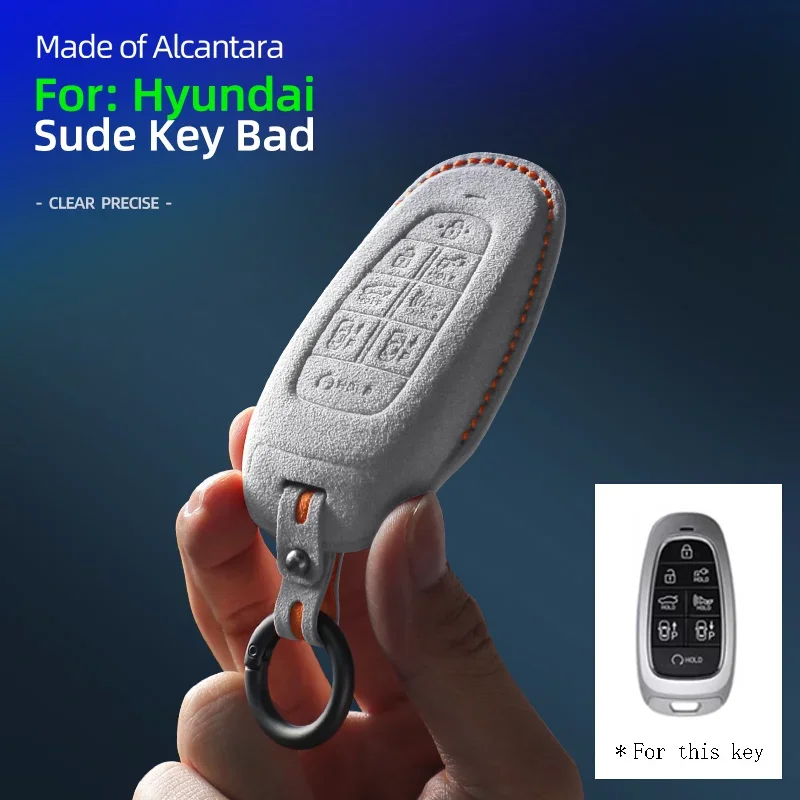 Alcantara Car Key Case Cover Shell For Hyundai Sonata Nexo DN8 Santa Fe TM Tucson NX4 Staria Ioniq Car Key Case Remot