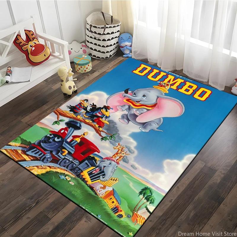 Miniso Disney Elephant Dumbo Cute Cartoon HD Printed  Large Area Rug Carpet For Living Room Bedroom Sofa Anti-Slip Kitchen Mats