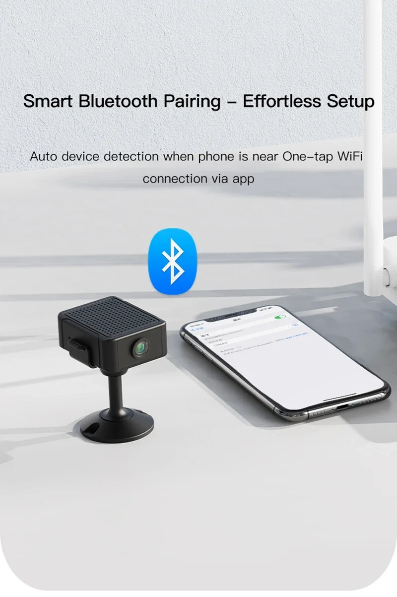 Indoor 4K Security Mini Camera Night Vision 4H Battery Life Motion Detection Alerts SD/Cloud Storage Phone App Control Baby Cam