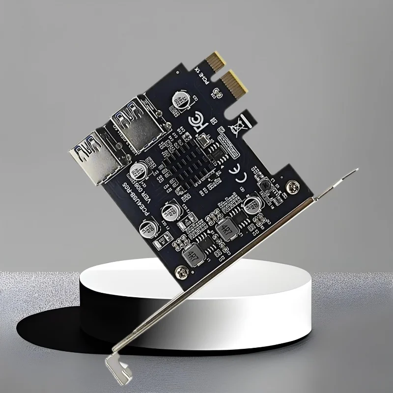 

4 Ports USB 3.2 GEN1 5Gbps PCI Express X1 to USB3.2 Expansion Card Riser Adapter HUB Supports Low Profile Bracket for Desktop PC