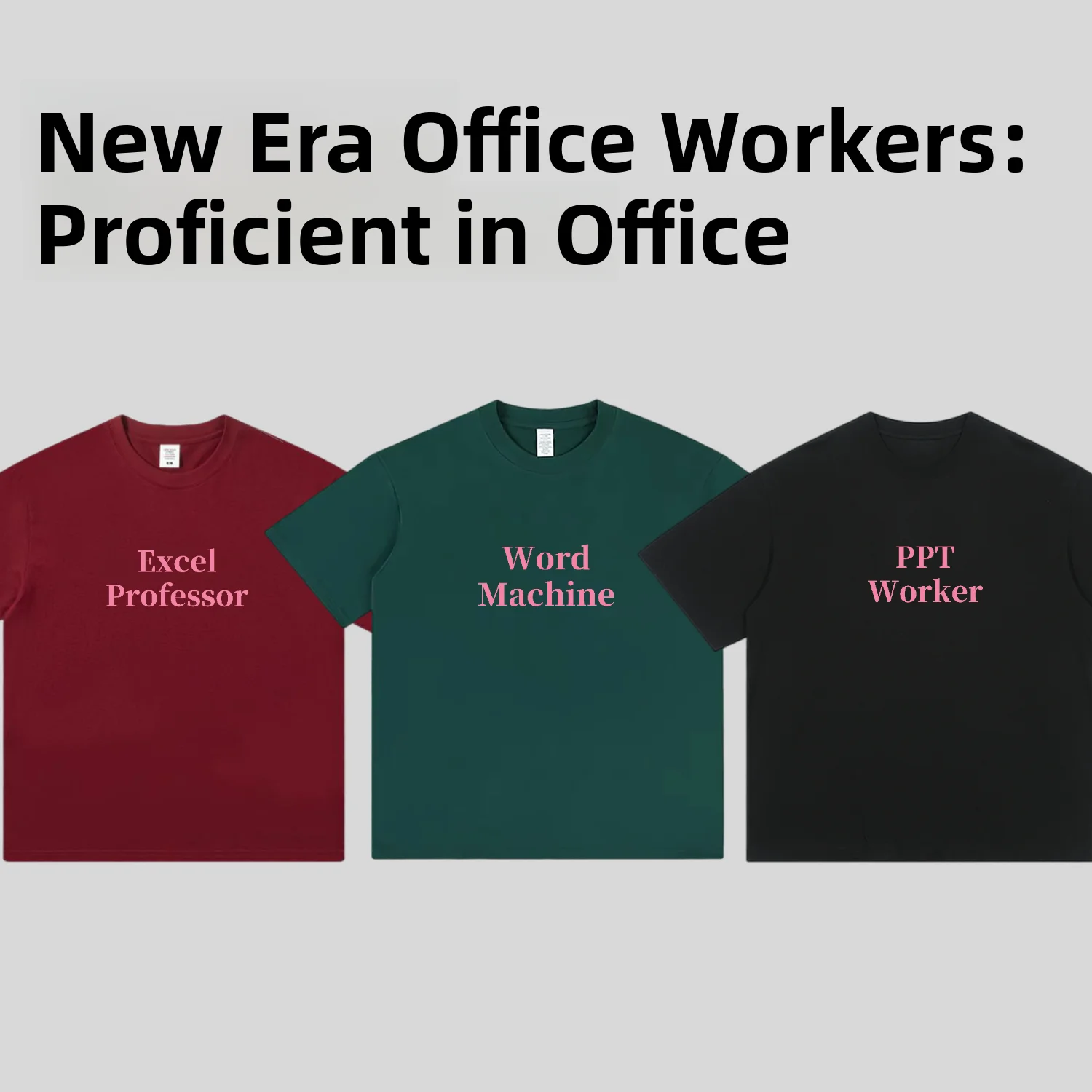  Office Worker Commuter Short Sleeve T-Shirt Pure Cotton Printed Fun Breathable round Neck Casual Top for Men And Women