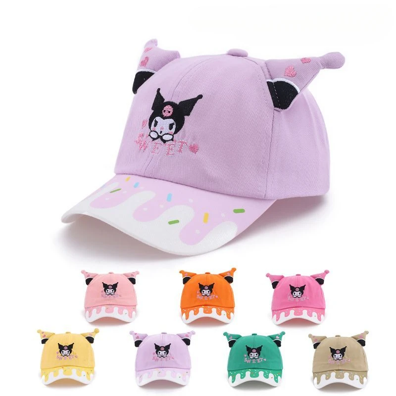 

Kawai Sanrio new cartoon Kuromi sun protection cotton baseball cap cute children cartoon baseball cap holiday gift wholesale