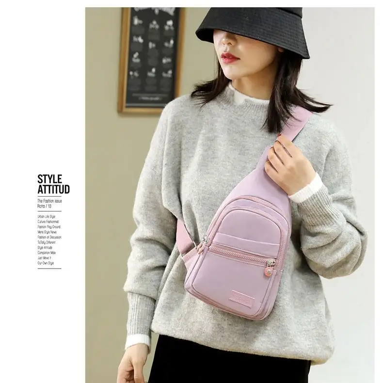 Women's Lightweight Nylon Chest Bag - close-up view