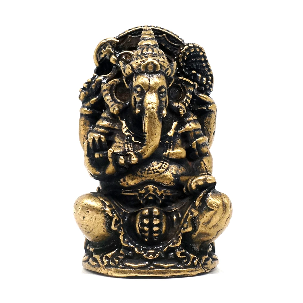 Copper Lord Ganesha Buddhas Statue Hindu Elephant God Hand Craft Sculpture Decor