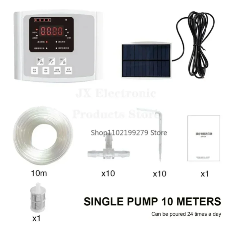 Solarbetriebenes Automatisches Tropfbewässerungsset mit Doppelpumpe und Intelligenter Bewässerungssteuerung für Garten, Balkon, Topfpflanzen und Blumenanbau zu Hause
