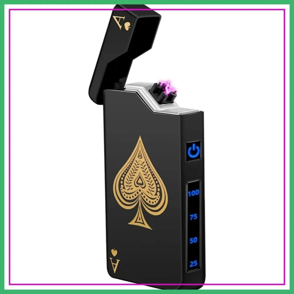 Dual Arc Plasma Lighter, Rechargeable USB, Windproof Flameless, LED Battery Indication, for Candles Camping