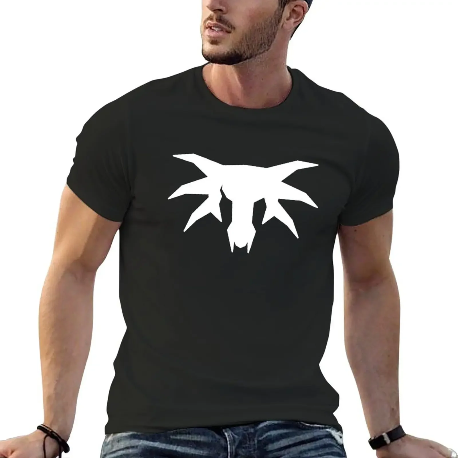 Gothic PiranhaBytes minimalistic white fill sleeper mask T-Shirt customs graphics Men's t shirts