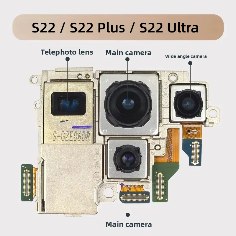 For Samsung S22 Ultra S22+ S906 S908 S901 Front Back Facing Camera View Backside Wide Rear Camera Module Replacement Spare Parts