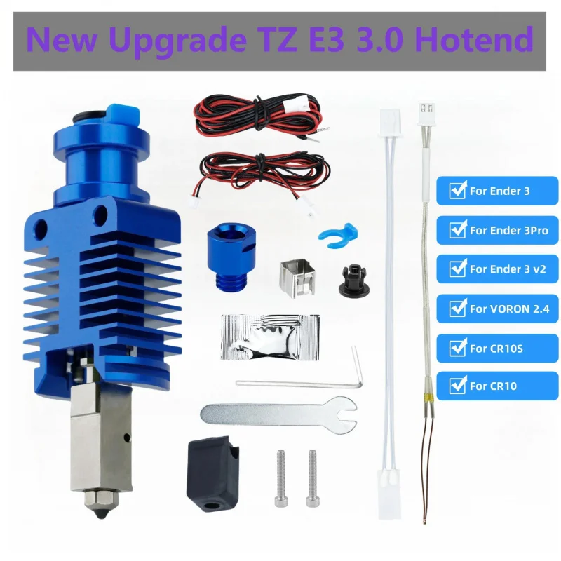 

TZ E3 3.0 НОВЫЙ комплект обновления Hotend для Ender 3/CR10/CR10S/VORON 2,4, высокоскоростная печатающая головка, высококачественный экструдер, закаленная насадка с J-образной головкой