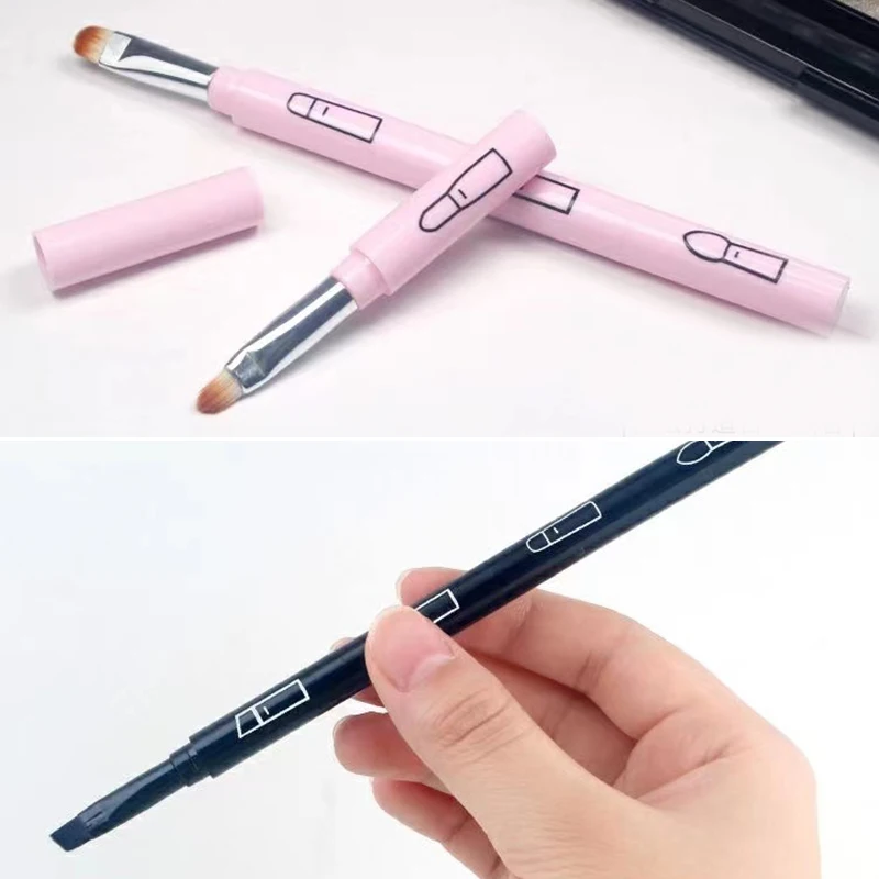 4 in 1 Portable Retractable Travel Lip Eye Brush Professional Makeup Brush Mini Soft Hair Eyeshadow Brush Makeup Accessories 1pc