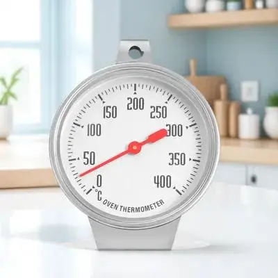 

Oven Thermometer Large Dial Stainless Steel Kitchen Cooking Gas BBQ Meat Roast Easy Read 0-400°C Hangable Standalone Temperature