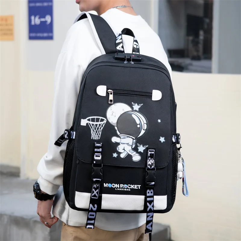 Mochila ortopédica con dibujos de astronautas para niños y adolescentes, morral escolar impermeable para Primaria, novedad de 2024