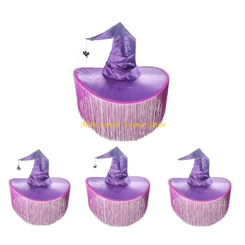 Q39C Halloween Witches Hat Tassel Fringes Women Costume Girl Dress Up Accessories