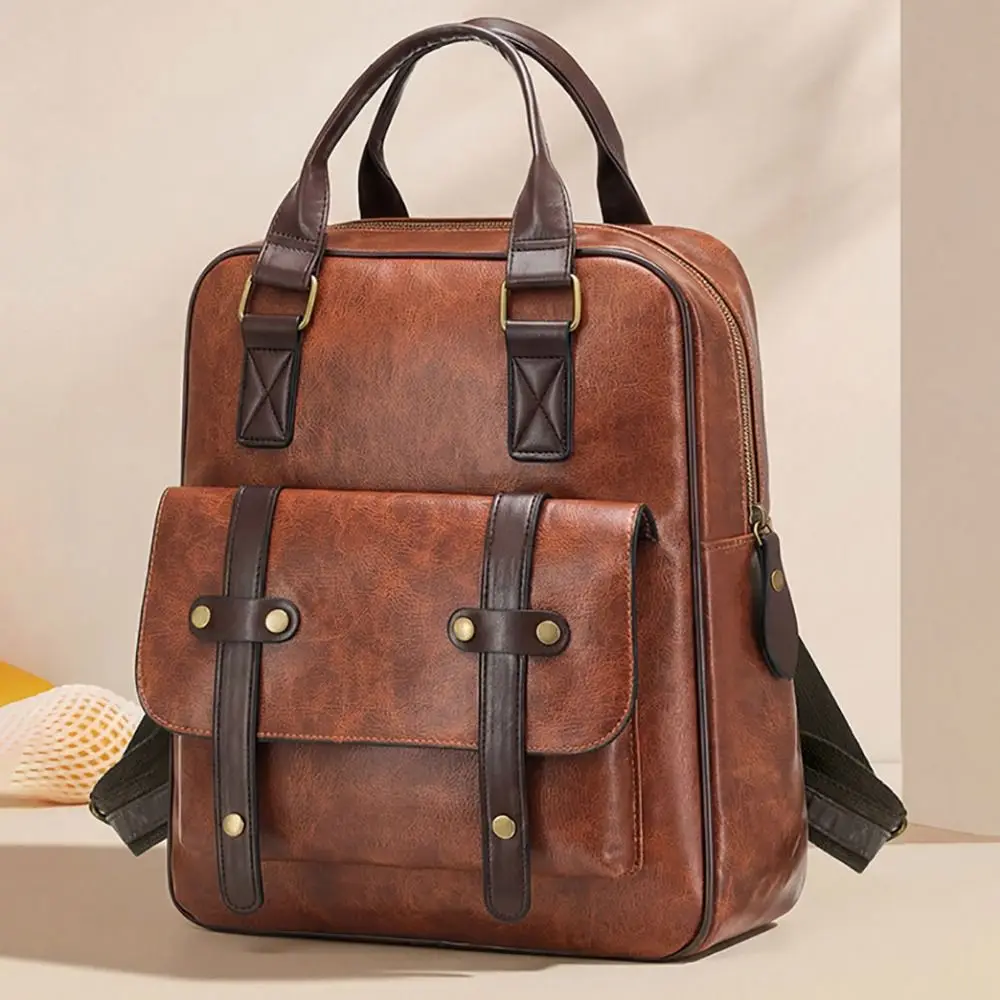 Multicolor Backpack PU Leather Adjustable Strap Laptop Backpack Large Capacity Wear-resistant School Backpack Unisex