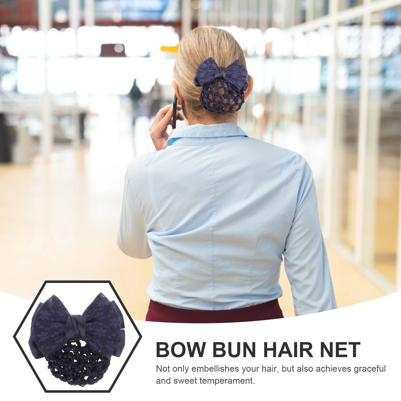 

2 Pcs Head Flower Occupational Jewelry Women Hair Snood Elastic Clips Net Hairpins Bow Headdress Nurse