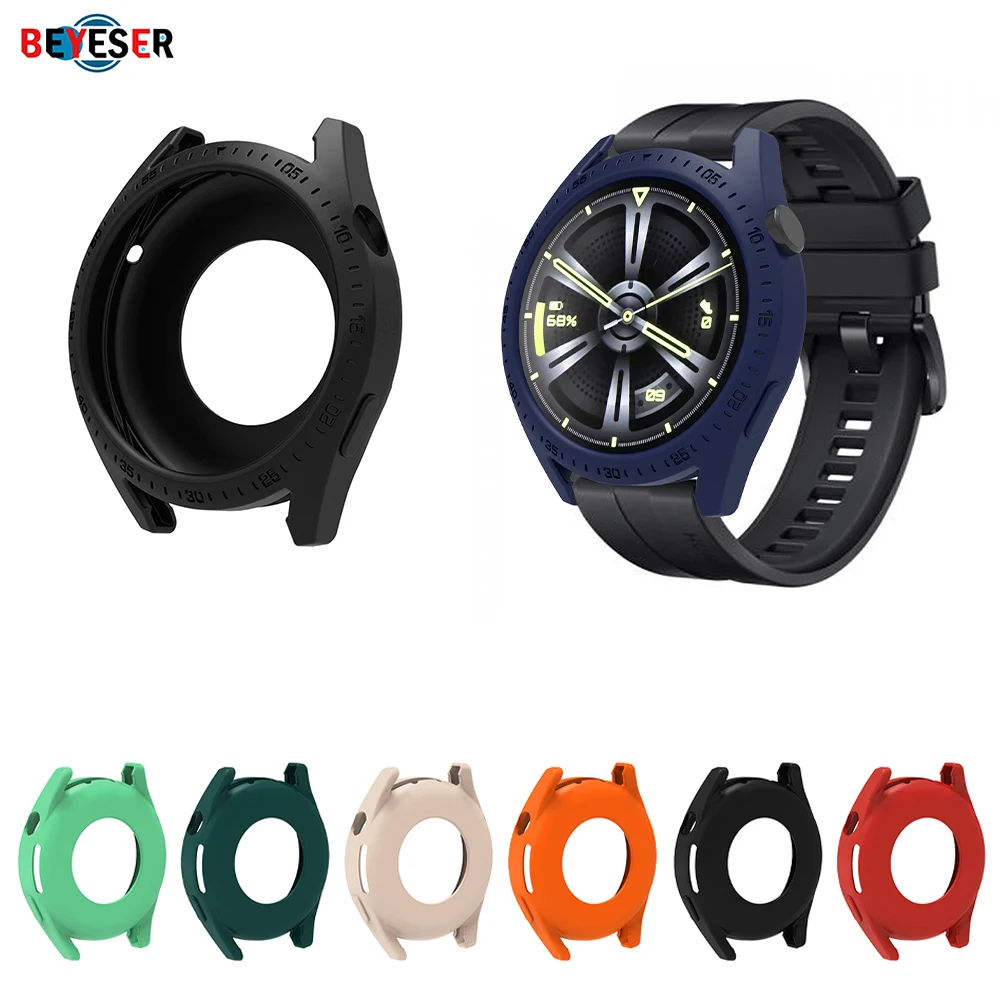 Silicone Watch Case For Huawei Watch GT3 46MM with Scale Hollow Shockproof Protection Shell Smart Watch Replace Protect Cover