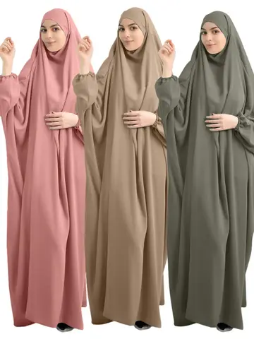 Eid 후드 이슬람 여성 Hijab 드레스기도 의류 Abaya 긴 Khimar 전체 커버 라마단 가운 Abayas 이슬람 의류 Niqab jilbab
