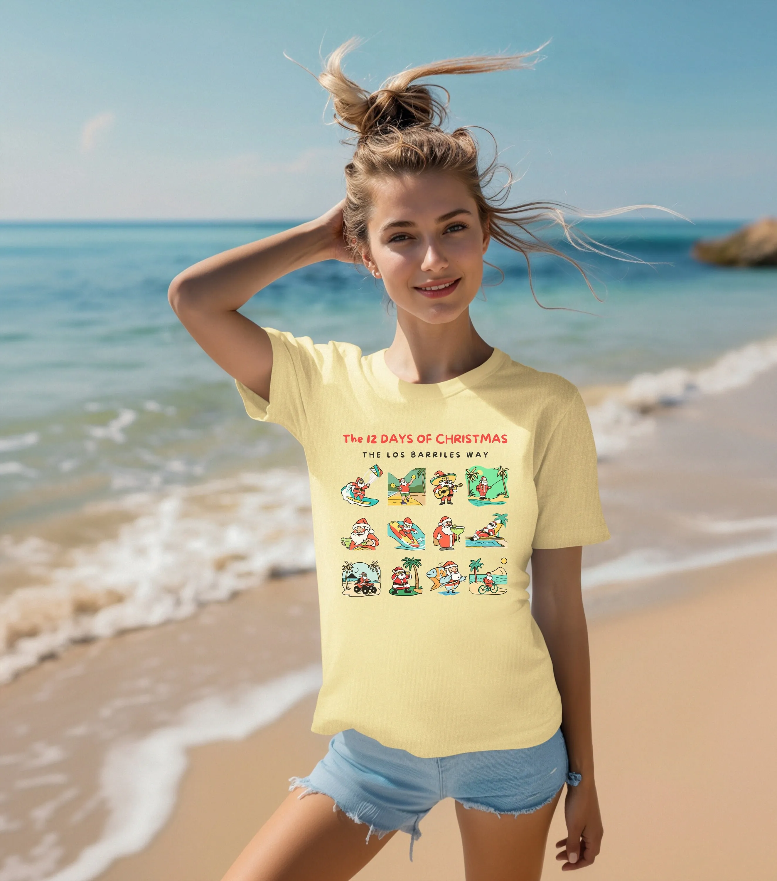 Los Barriles Christmas T Shirt 12 Days Of Funny Beach Vacation Baja Mexico Cotton Family Time