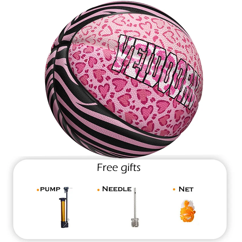 كرة سلة عصرية باللون الوردي الفهد مقاس رسمي 7 كرة مطاطية للرجال والنساء كرة رياضية عالية الارتداد للاستخدام الداخلي والخارجي للتدريب #6