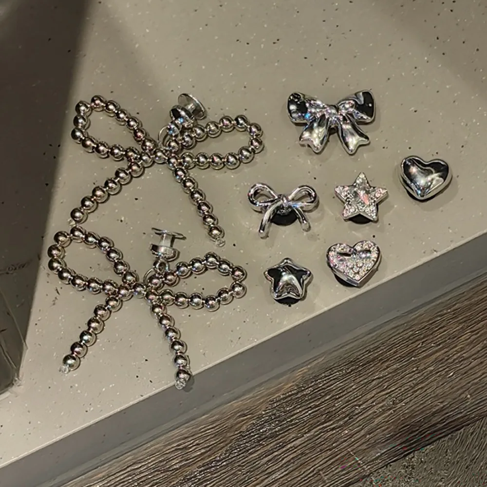 

10Pcs Pearl Bowknot Flower Beach Shoe Charms Clip Buckle DIY Shoe Decorations Detachable Perforated Shoes Accessories