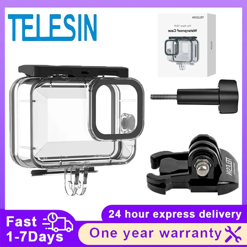 TELESIN 60M Waterproof Case For GoPro Hero 12 11 10 9 Underwater Diving Housing Cover With Dive Filter Action Camera Accessories