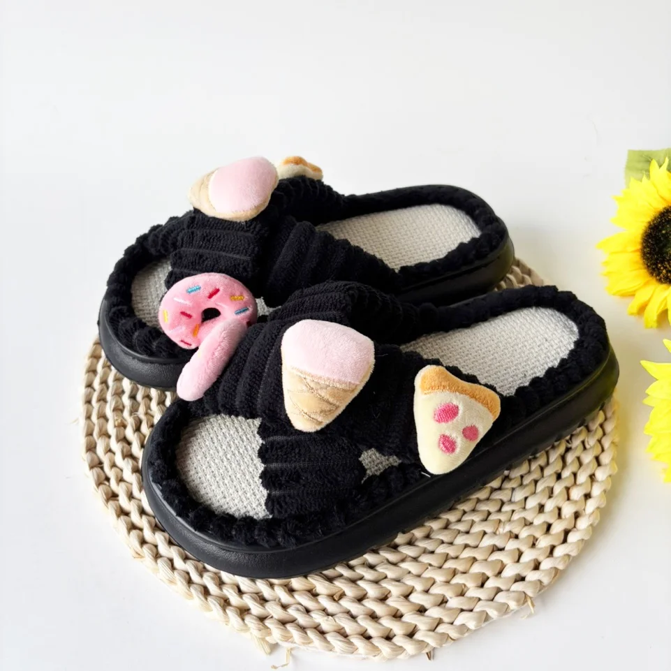 

Women's Winter Slippers Comfortable Soft Sole Fashion Cross Ice Cream DIY Slip-on Sandals Casual Indoor Outdoor Walking Travel