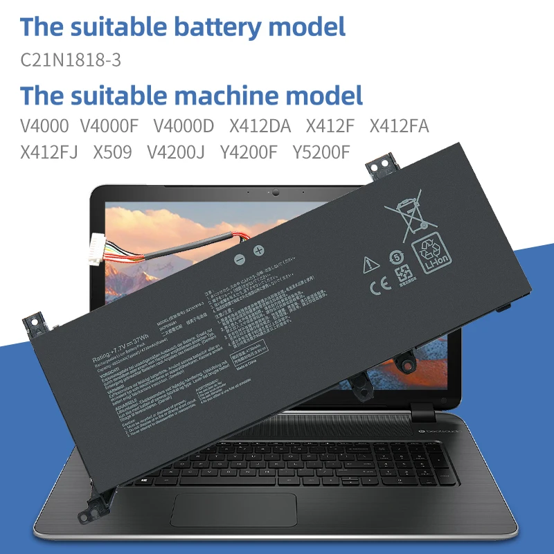 Imagem -06 - Suozhan-bateria do Portátil para Asus Vivobook 17 X712 X712fa X712fb B21n1818182 C21n1818 B21n18183 B21n181818181 7.6v 37wh B21n1818