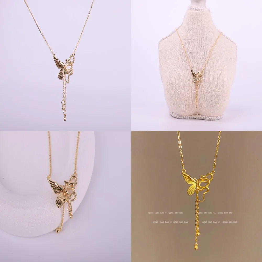 قلادة على شكل فراشة ملفوفة على شكل ثعبان على الطراز الصيني الجديد، إكسسوارات شعر بيضاء فاخرة للنساء، ولد في عام #1