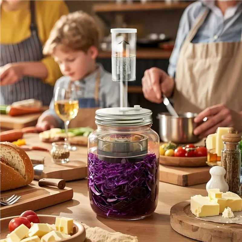 

【ELECTRONIC-ACCESSORIES】Fermentation Kit With 4 Glass Weights For Wide Mouth Mason Jars-Pickling, Sauerkraut