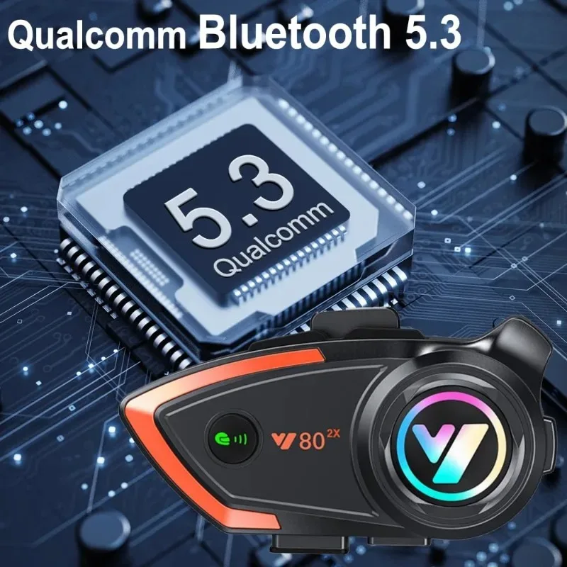 

For 2X Motorcycle Helmet Bluetooth 5.3 Headphone Smart Noise Reduction Level Sound Quality IPX6 Compatible with All