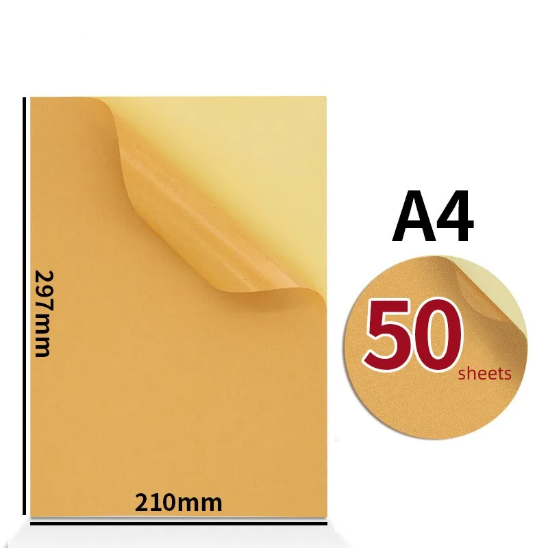New 50 Sheets A4 White Self Adhesive Sticker Label Matte Surface Paper Sheet for Laser Inkjet Printer Copier Craft Paper